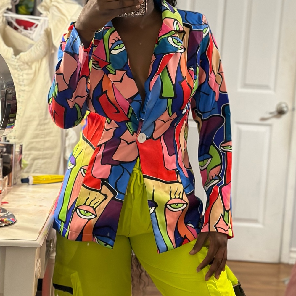 Printed Multi Color Blazer - Picture 3 of 10